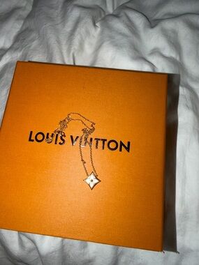 Louis Vuitton Gold Necklace with White Monogram Star Pendant